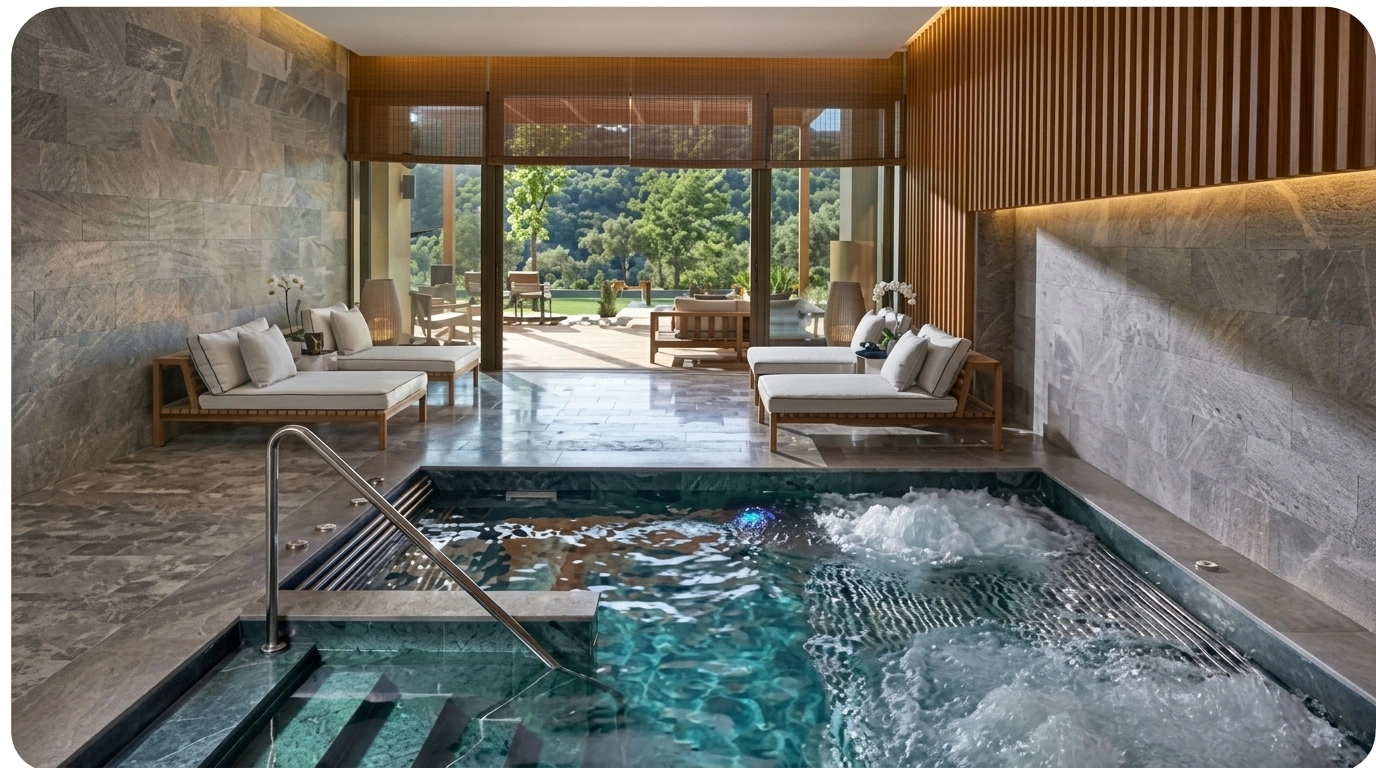 Hydromassage spa pool with a nature view