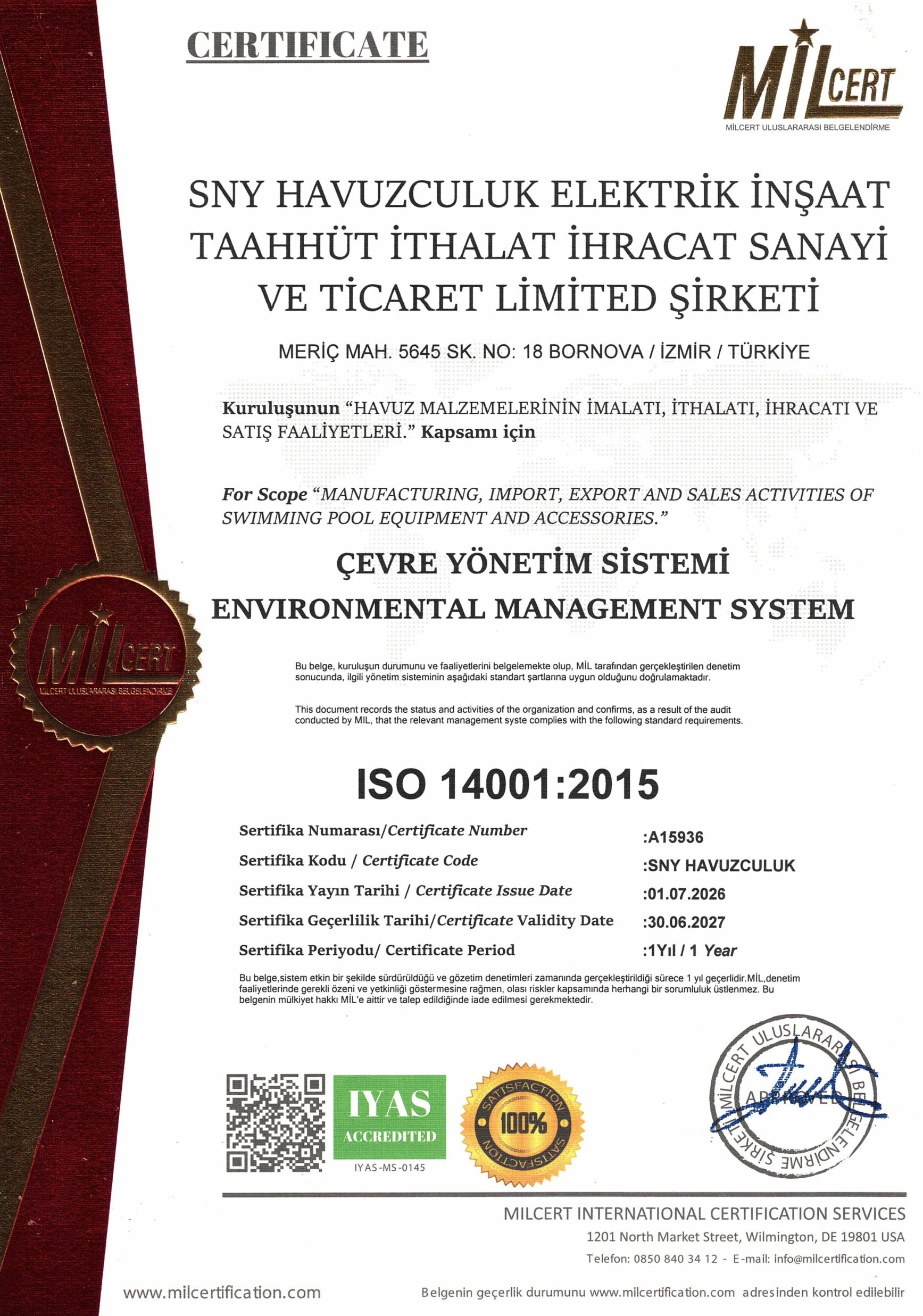 ISO 14001:2015 Environmental Management System