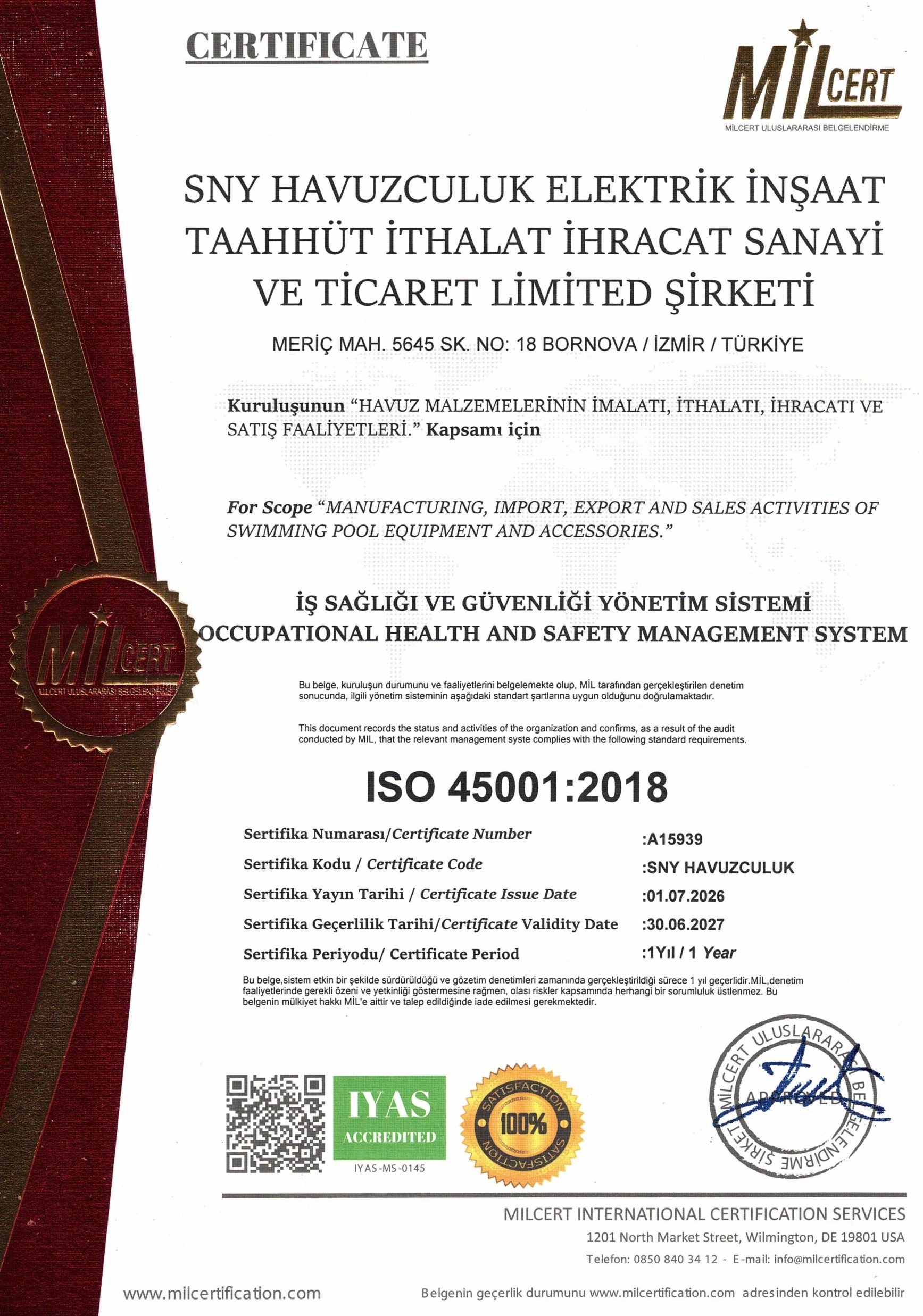 ISO 45001:2018 Occupational Health & Safety