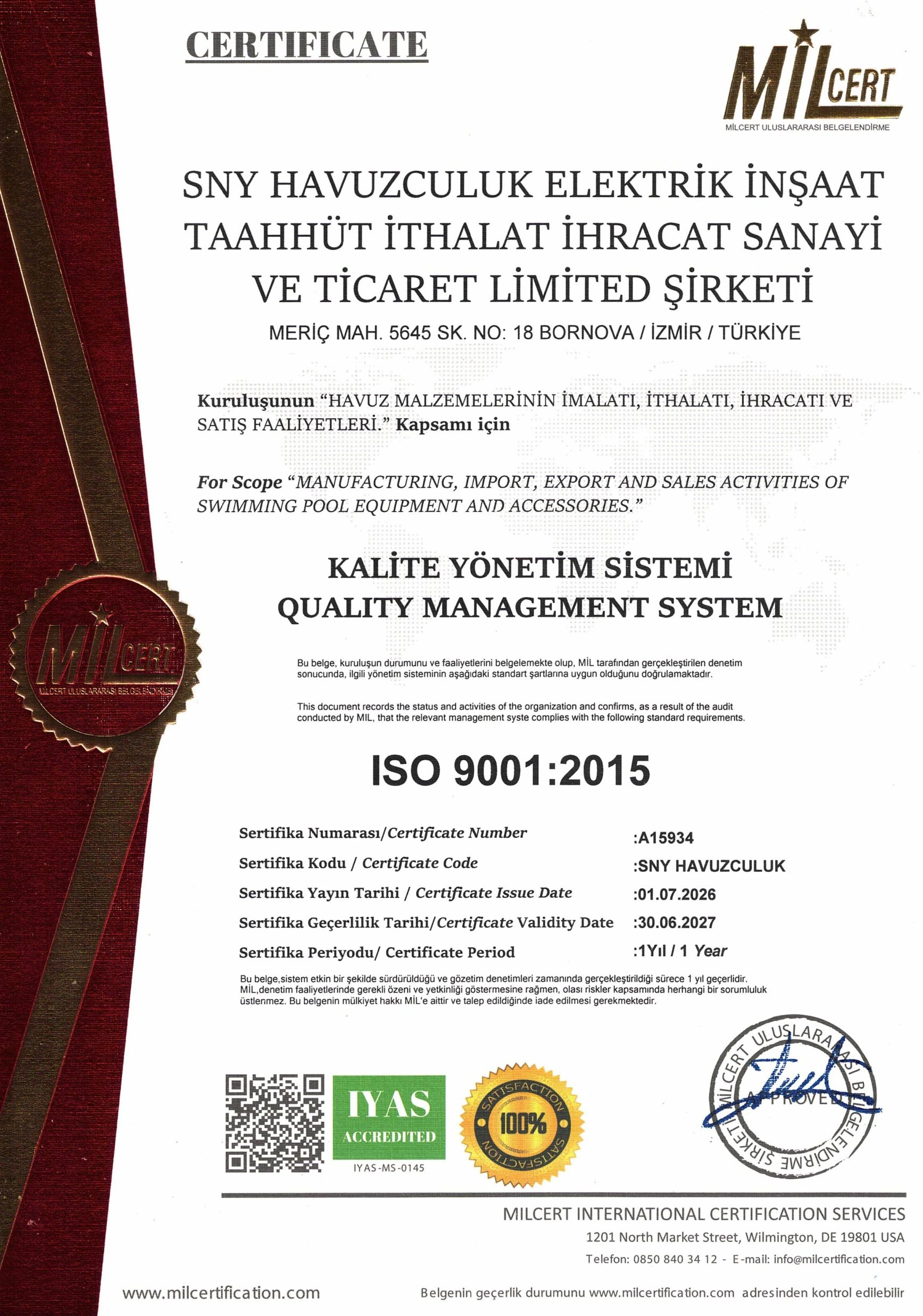ISO 9001:2015 Quality Management System