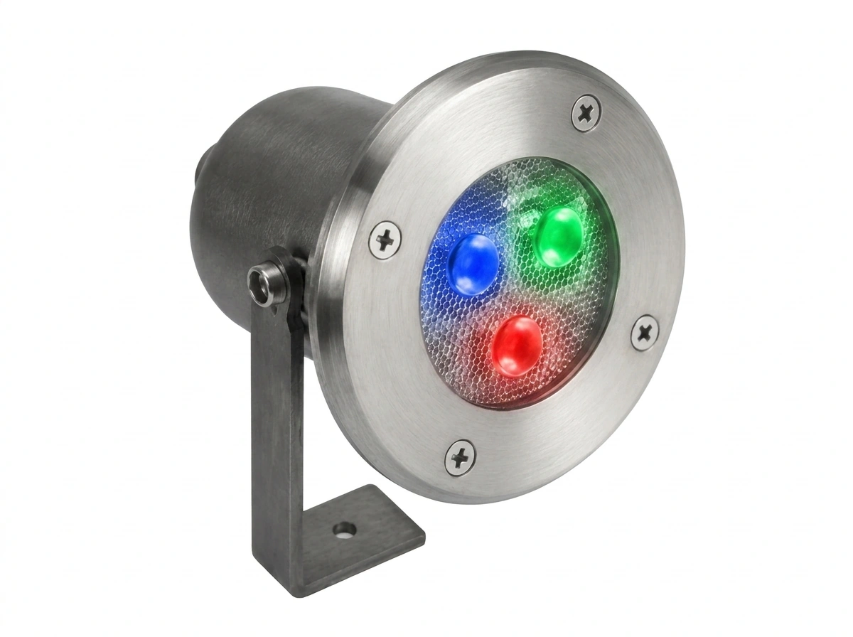 3 POWER LED FIXTURE — FOOTED FULL STAINLESS STEEL — Full RGB — Photo 1